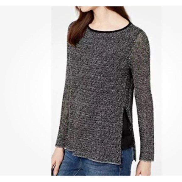EILEEN FISHER ORGANIC LINEN COTTON Size S/P Grain Round Neck Tunic Black R17OSU - Picture 3 of 10